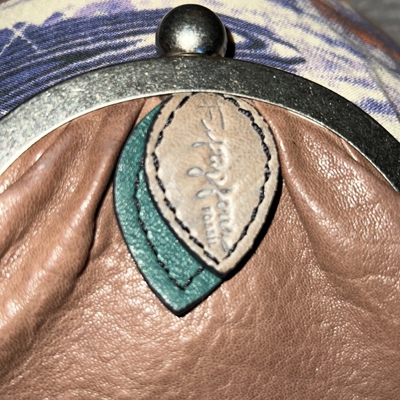 Fossil clutch brown with leaves and chain fringe - Picture 2 of 4